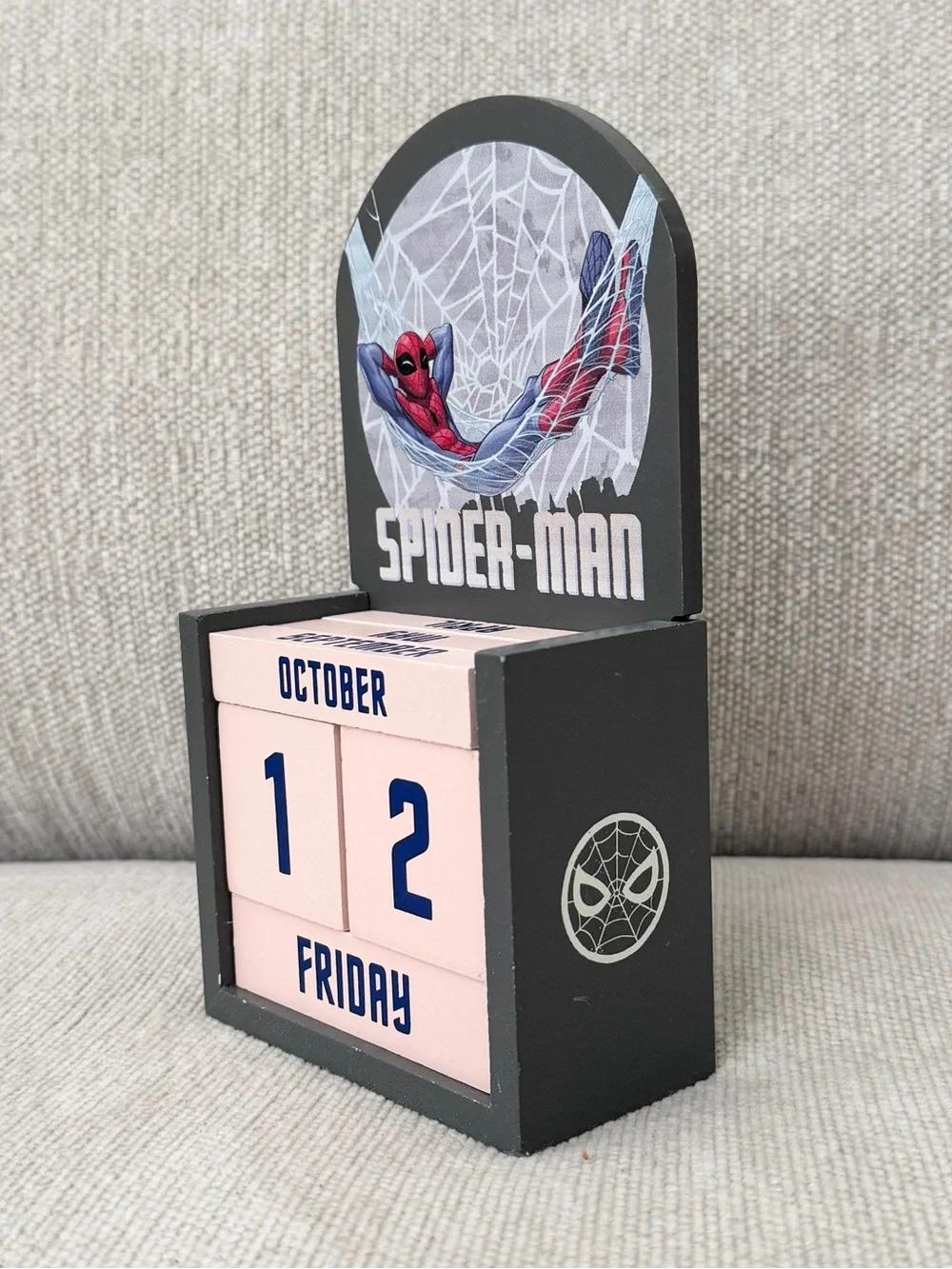 Marvel Spider-Man Pink and Gray Perpetual Desk Calendar